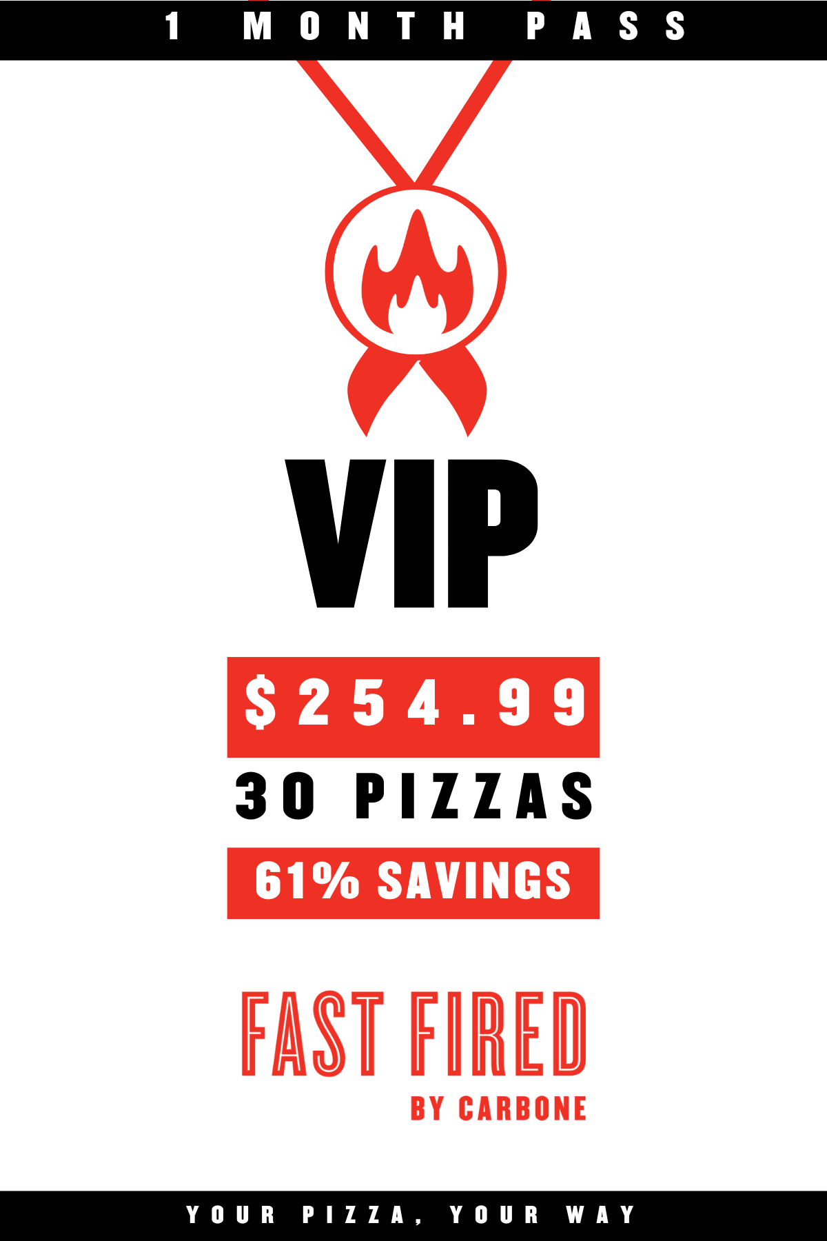 1-Month VIP Pizza Pass (Surrey)